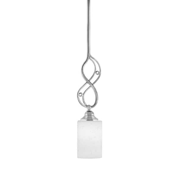 Unbranded Revell 100-Watt 1-Light Chrome Stem Mini Pendant Light with White Muslin Glass Shade and Light Bulb Not Included