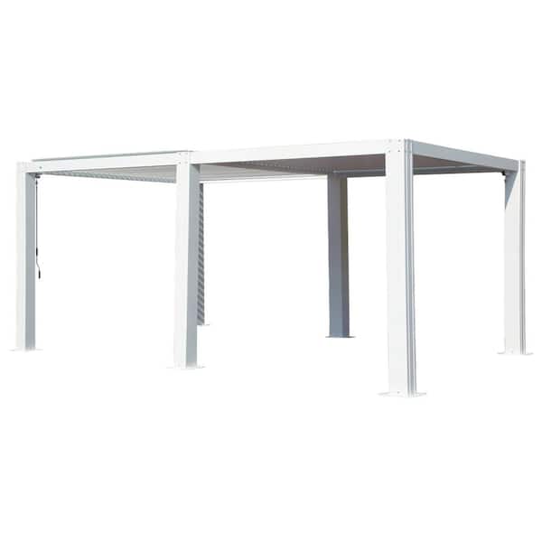 White Aluminum Metal Louvered Pergola 10 ft. x 13 ft.