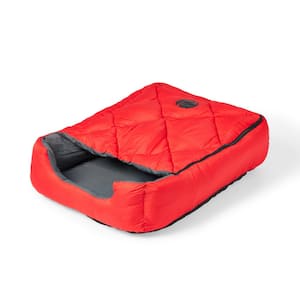 Pet Sleeping Bag with Zippered Cover and Insulation for Indoor/Outdoor, Use as Pet Beds or Pet Mats, (SM/Red)