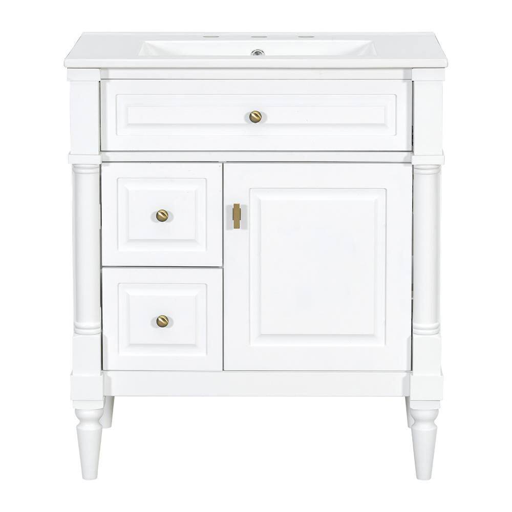 30 in. Bath Vanity Cabinet without Top in White Assembled with Solid Rubberwood Frame price history on PriceWatchPro