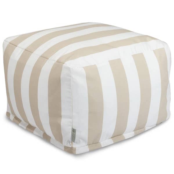 Majestic Home Goods Sand Vertical Stripe Outdoor Ottoman Cushion