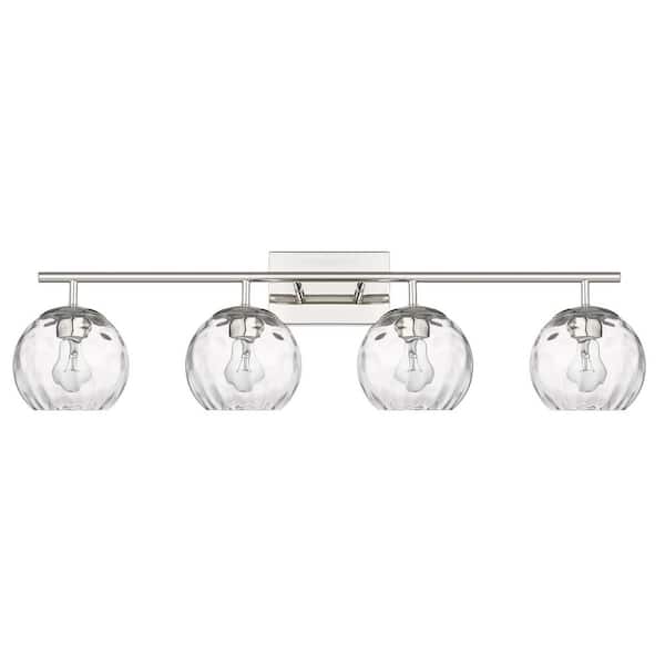 Acclaim Lighting Mackenzie Polished Nickel4-Light Bath Vanity with Rippled Water glass