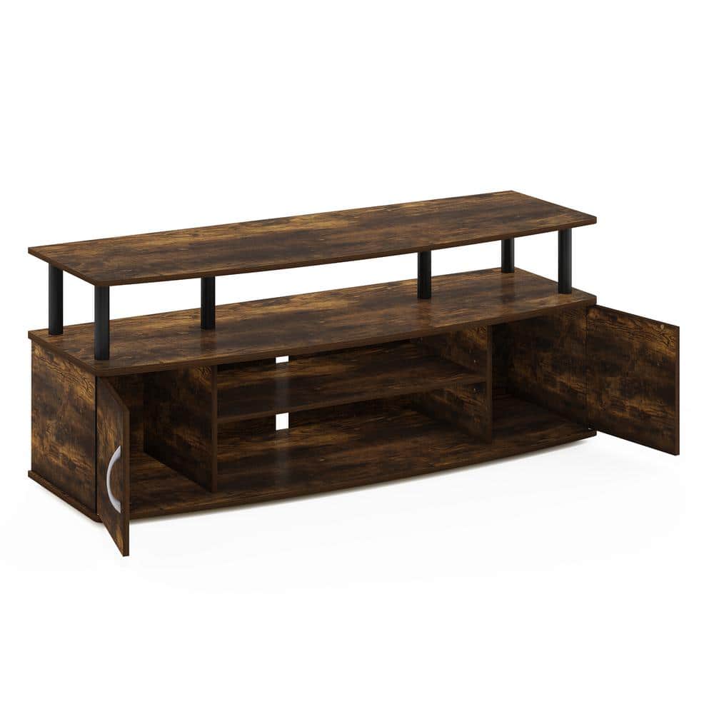 Amber Pine and Black Large Entertainment Center with Storage