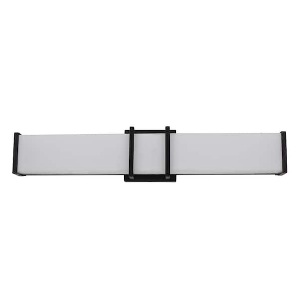 Eglo Tomero 23.74 in. W x 4.74 in. H Matte Black Integrated LED Bathroom Vanity Light Bar with White Acrylic Diffuser