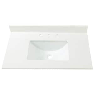 37 in. W Engineered Marble Single Sink Vanity Top in Winter White