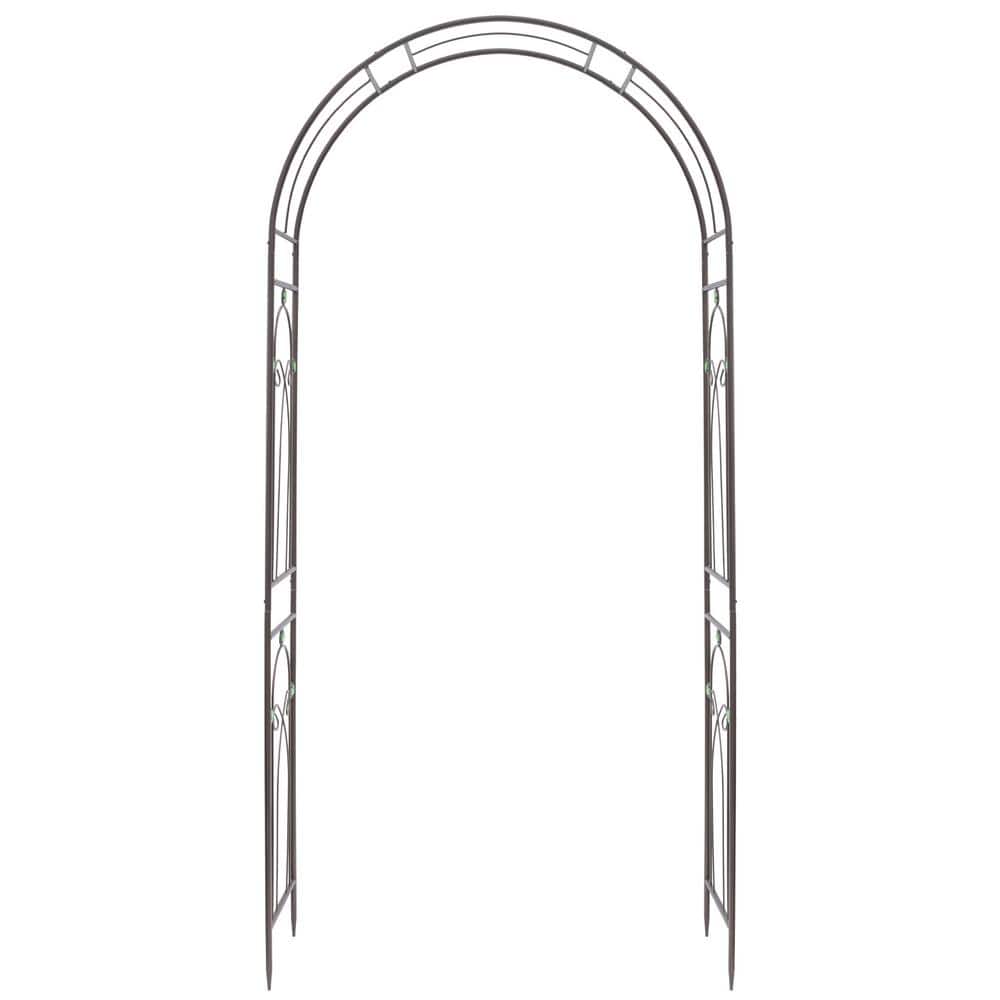 Bronze Steel Arched Garden Arbor with Emerald Accents