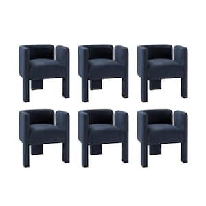 Edgar Navy Right-facing Cutout Dining Chair with Low Back and 3Legged Design (Set of 6)