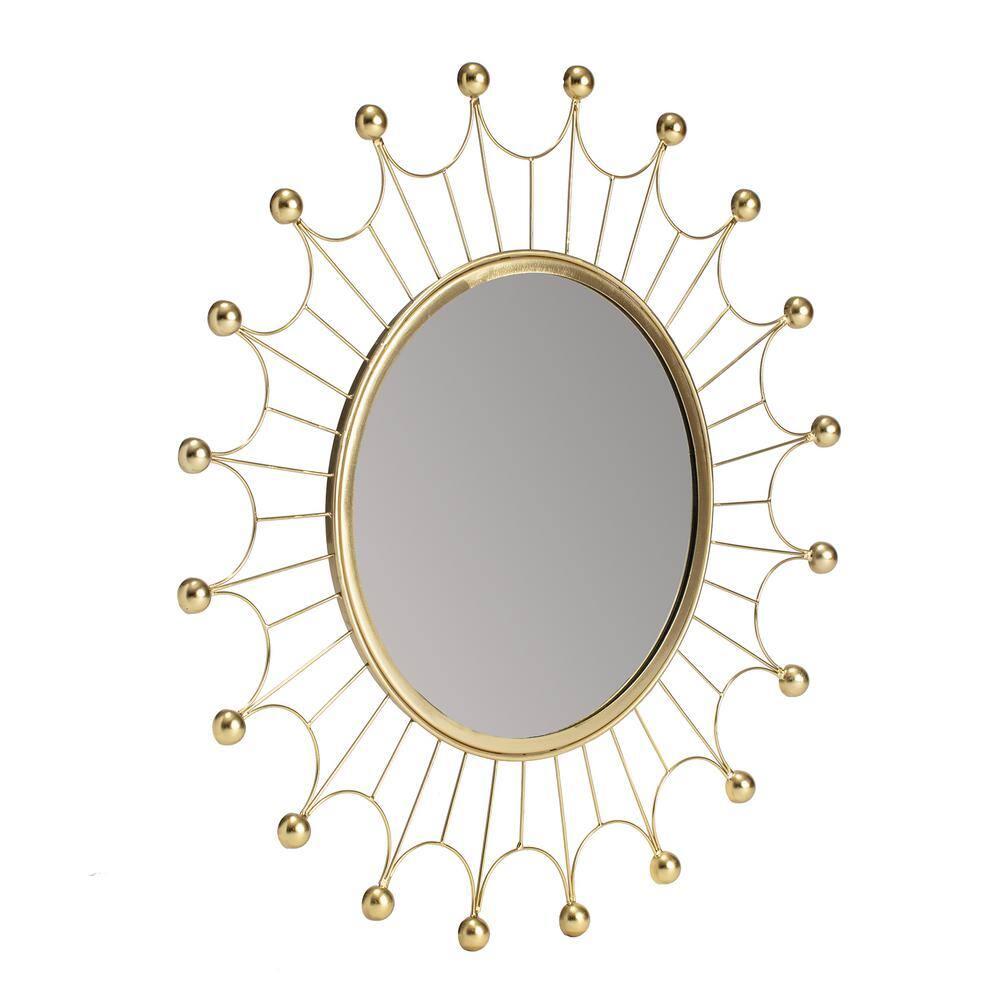 25" Round Frameless Gold Bulb Accent Wall Mirror