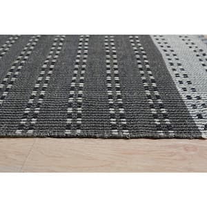 Hand-Knotted Charcoal 4 ft. x 6 ft. Wool Contemporary Flat Weave Area Rug