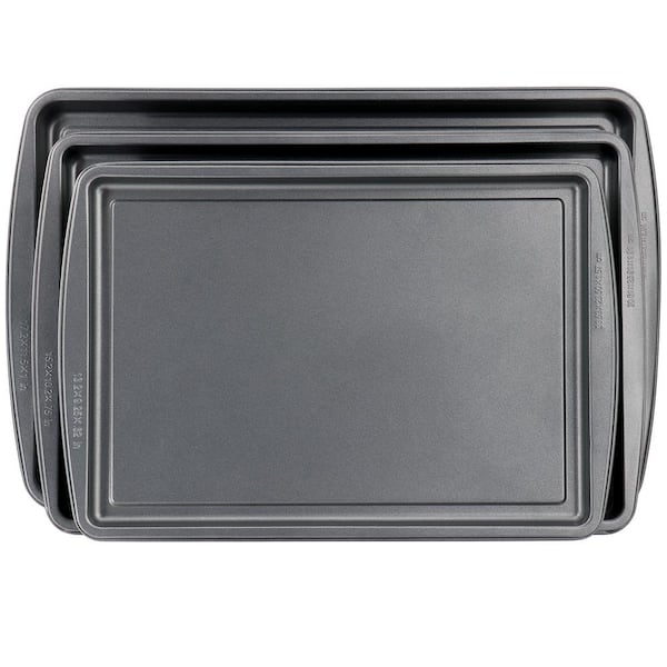 Unbranded 3-Piece Nonstick 11.5 in. Carbon Steel Baking Sheet Pan Set in Gray