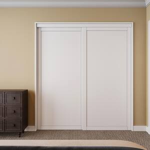 72 in. x 80 in. Paneled 1-Lite Blank Pattern White Primed MDF Sliding Door with Hardware Kit