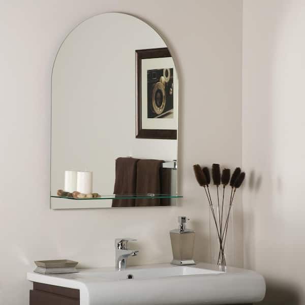 Decor Wonderland 24 in. W x 32 in. H Frameless Arched Bathroom Vanity Mirror in Silver