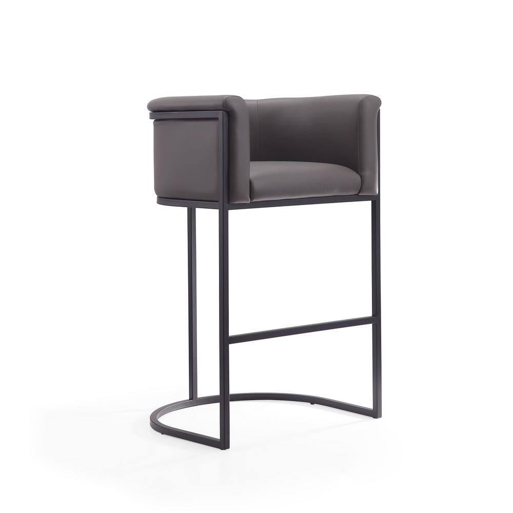 Cosmopolitan Pebble and Black Metal Midcentury Barstool, Set of 2