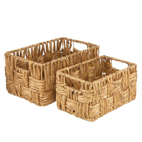 HANDMADE Basket - Wooden good handle Smoke/Natural Reed Basket