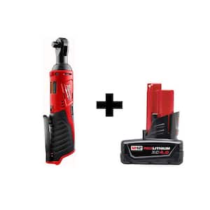 M12 12V Lithium-Ion Cordless 3/8 in. Ratchet with 4.0 Ah M12 Battery