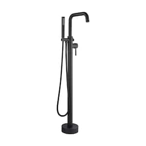 Single-Handle Freestanding Floor Mount Tub Faucet Bathtub Filler with Hand Shower in Oil Rubbed Bronze