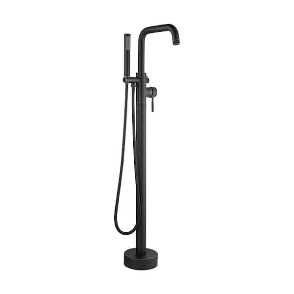 WOODBRIDGE Single-Handle Freestanding Floor Mount Tub Faucet Bathtub Filler with Hand Shower in Oil Rubbed Bronze