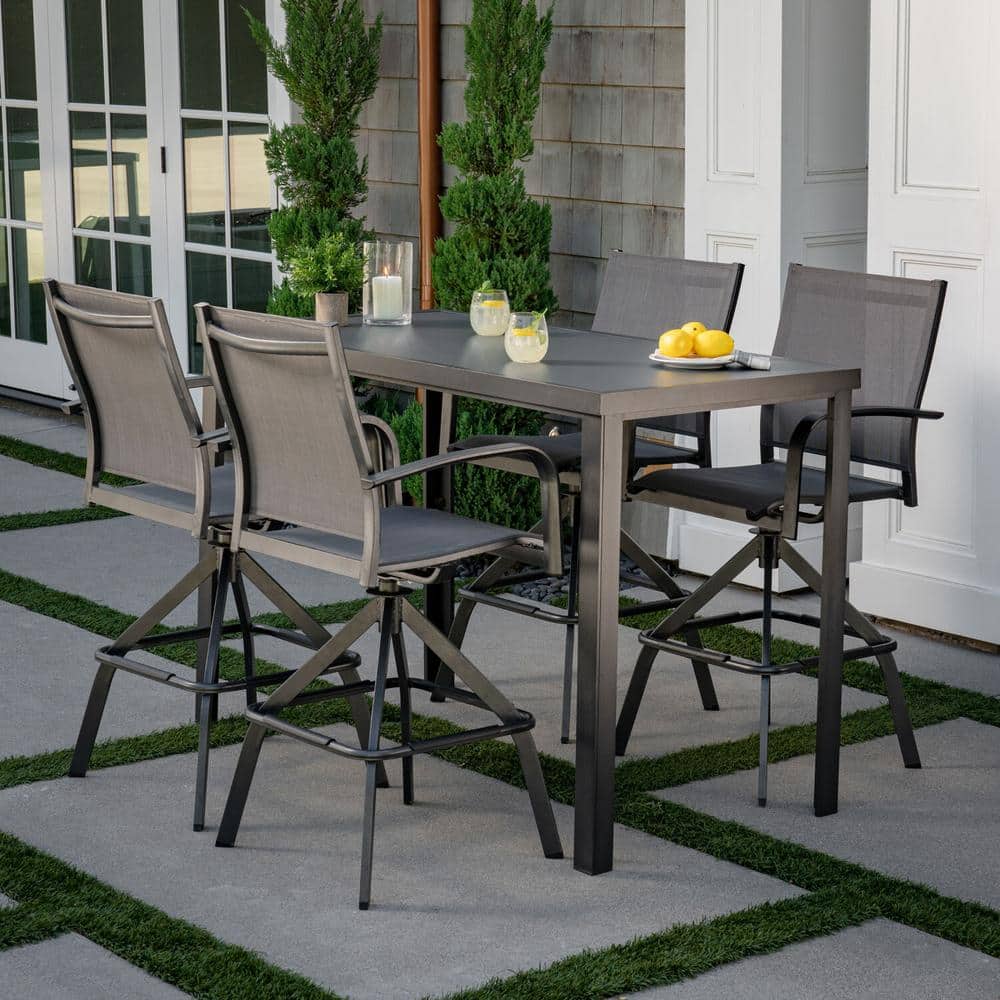Hanover Naples 5Piece Aluminum Outdoor Dining Set with 4 Swivel Bar