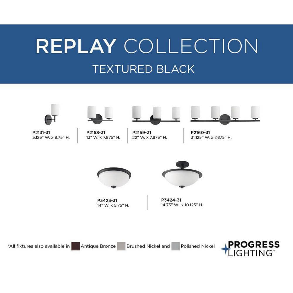 Black and White Glass 2-Light Semi-Flush Ceiling Fixture