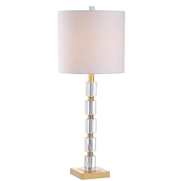 Claire 28.5 in. Crystal Table Lamp, Clear/Brass (Set of 2)