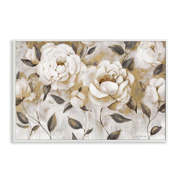 Stupell Industries Warm Neutral Flowers by Carol Robinson White Framed Nature Giclee Art Print 20 in. x 30 in.