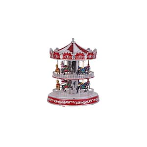 12 in. Animated Turning Double Decker Carousel with LED Illumination