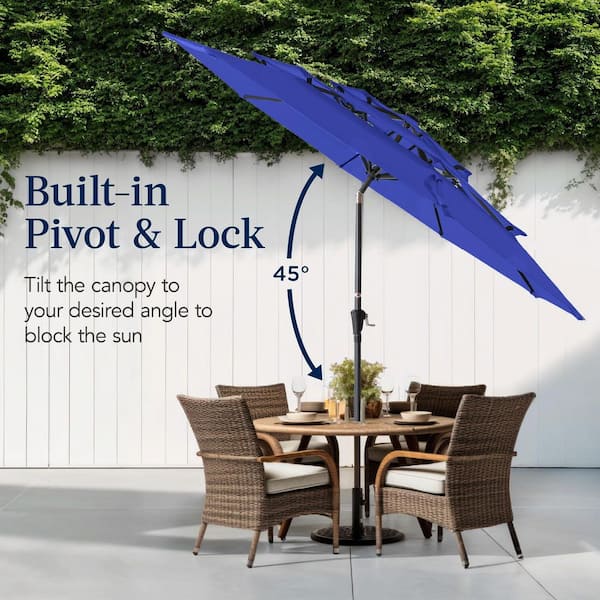 3 patio umbrella pole Best Choice Products 10ft 3-Tier Patio Umbrella, Market Sun Shade w/ Tilt Adjustment, Easy Crank
