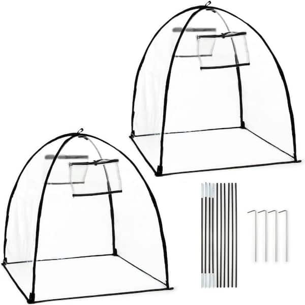 30 in. Clear Plant Cover Tent w/ Support Poles and Stakes Freeze Protection and Ventilation for Outdoor Gardens (2-Pack)