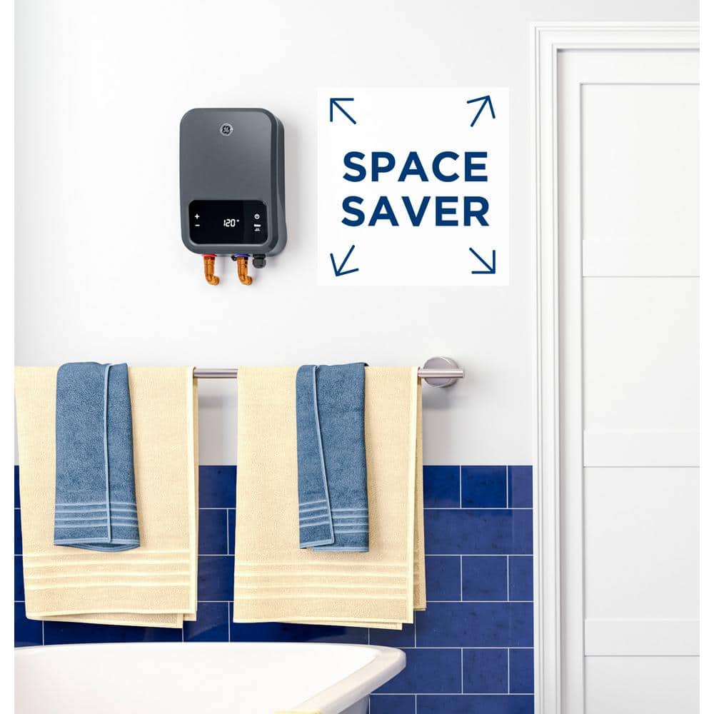 27kW Gray Electric Tankless Water Heater with Digital Display
