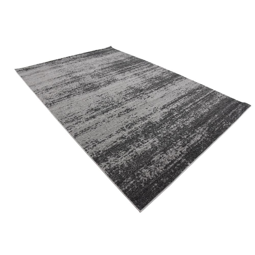 Luxurious Dark Gray Tufted 6' x 9' Easy-Care Synthetic Rug
