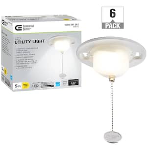 5 in. 4000K Bright White Closet Utility Light Lamp Holder with Pull Chain LED Flush Mount 650 Lumens 7-Watt (6-Pack)