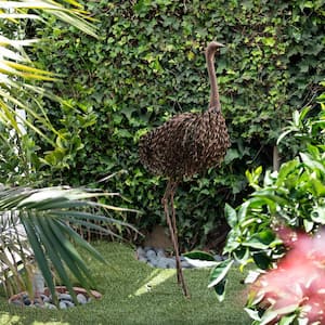 45 in. Tall Outdoor Metal Peaking Ostrich Standing Yard Statue Decoration