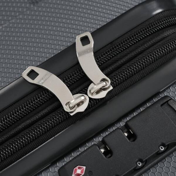 LIVACA 1-Piece Gray Hardshell ABS Plastic Expandable Checked