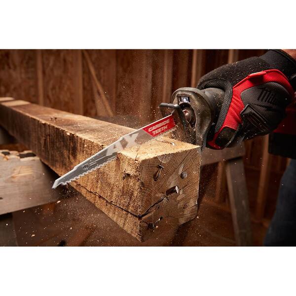 Milwaukee 6 in. 5 TPI AX Bimetal Nail Embedded Wood Cutting Sawzall Reciprocating Saw Blades (15-Pack)