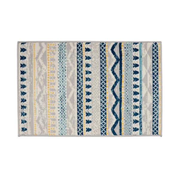 World Rug Gallery Boho Tribal Blue 2 Ft X 3 Ft Geometric Rug   Blue World Rug Gallery Area Rugs 244blue2x3 64 600 