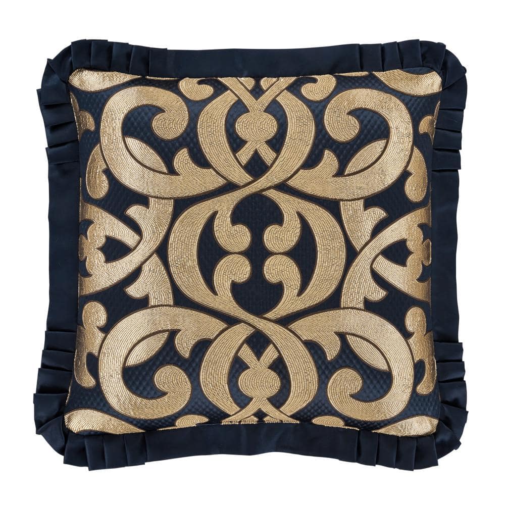 Baylor Blue Polyester 20 in. Square Embellished Decorative 20 in. x 20 in. 