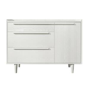 Modern Style White 3 Drawers 45.3 in. Wide Dresser with Solid Wood Legs