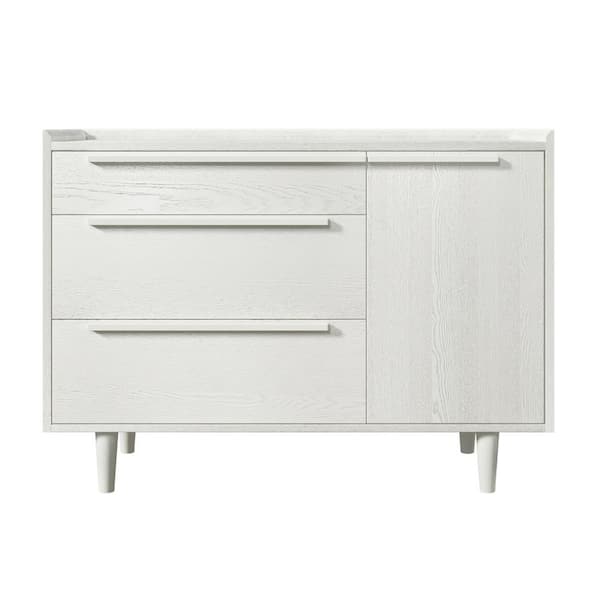 JASIWAY Modern Style White 3 Drawers 45.3 in. Wide Dresser with Solid Wood Legs