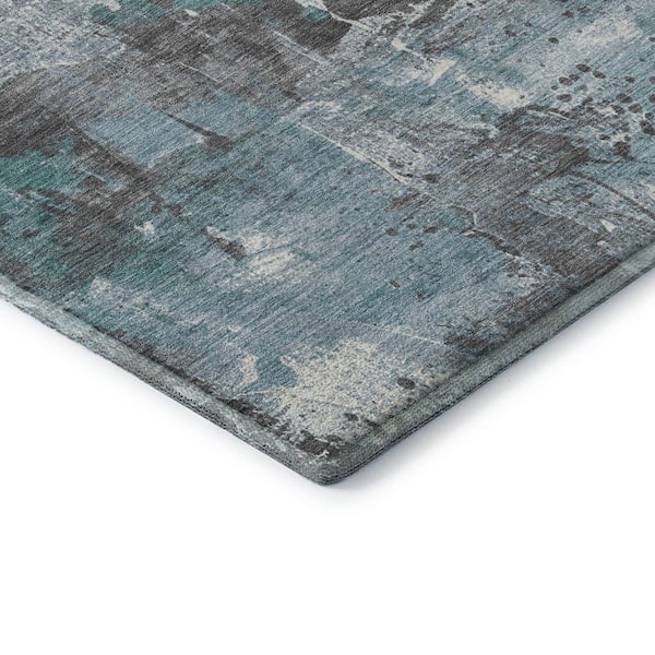 Mayfield Premium Machine Washable Abstract AMF1839 Teal 3 ft. x 4 ft. Area Rug