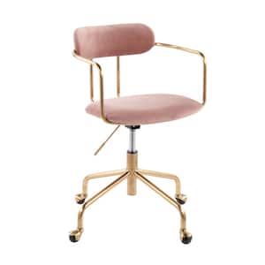 Demi Pink Velvet and Gold Adjustable Height Office Chair