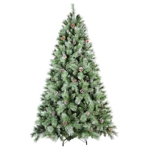 7 ft. Scots Pine Christmas Tree, Premium Frosted Pre-Decorated Artificial Holiday Decorations with 1,348 Branches