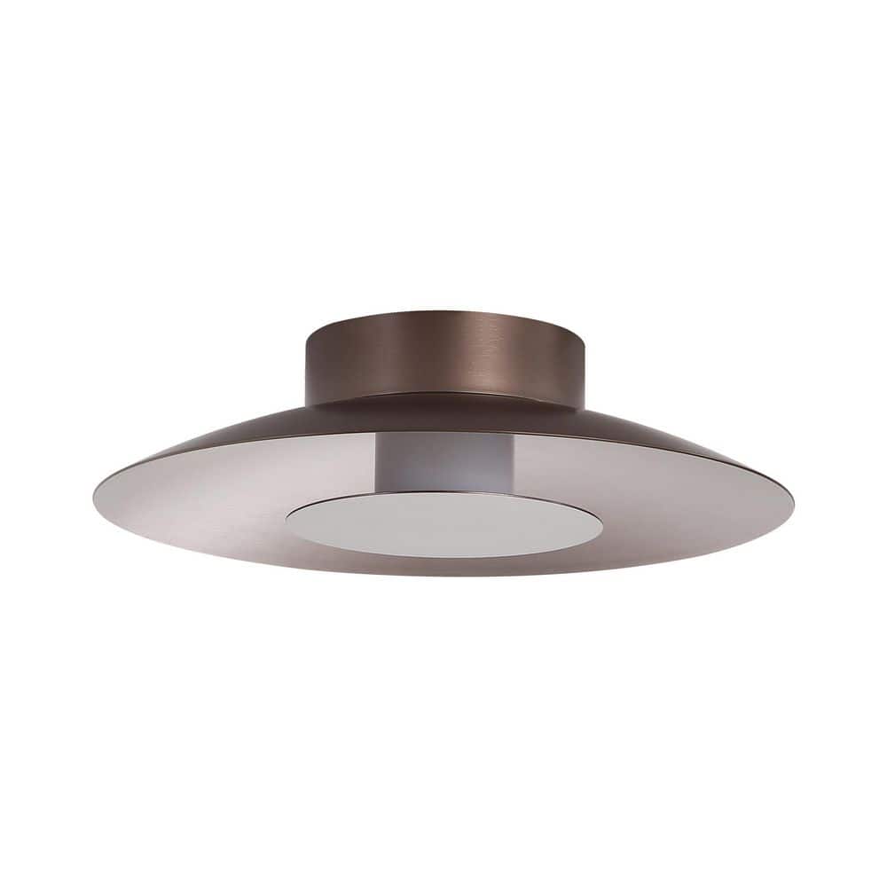 Luma 11.75 in. 12-Watt Soft Modern Coffee Silver Integrated LED Flush Mount with Coffee Silver Shade price history on PriceWatchPro
