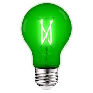 60-Watt Equivalent A19 Edison LED Green Light Bulb, 4.5-Watt, Colored Glass Filament, UL, E26 Base, Indoor Outdoor