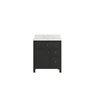 Sonoma 30 in. W x 22 in. D x 36 in. H Single Sink Bath Vanity in Black Top with 2 in. Calacatta Qt. Top