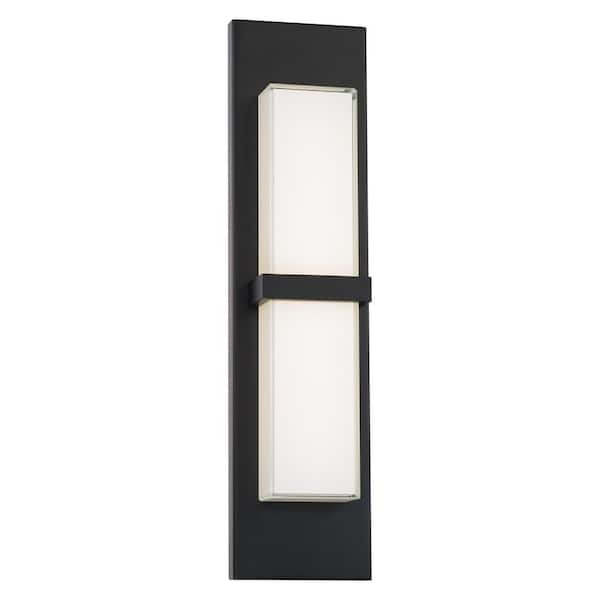 Unbranded Bandeau Black Indoor/Outdoor Hardwired Coach Sconce with Color Selectable Integrated LED