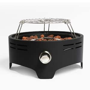 15 in. Camping Fire Pit with Cooking Support Tabletop, Outdoor Portable Propane Fire Pit with Quick Connect Regulator