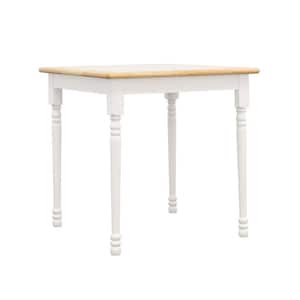 Carlene Natural Brown and White Wood Top Square Top 4-Legs Dining Table Seats-2