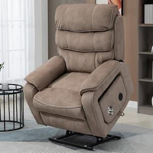 Camel Multifunction Full Lay Flat Infinite Positions Lift Massage Recliner with Lumbar Pillow