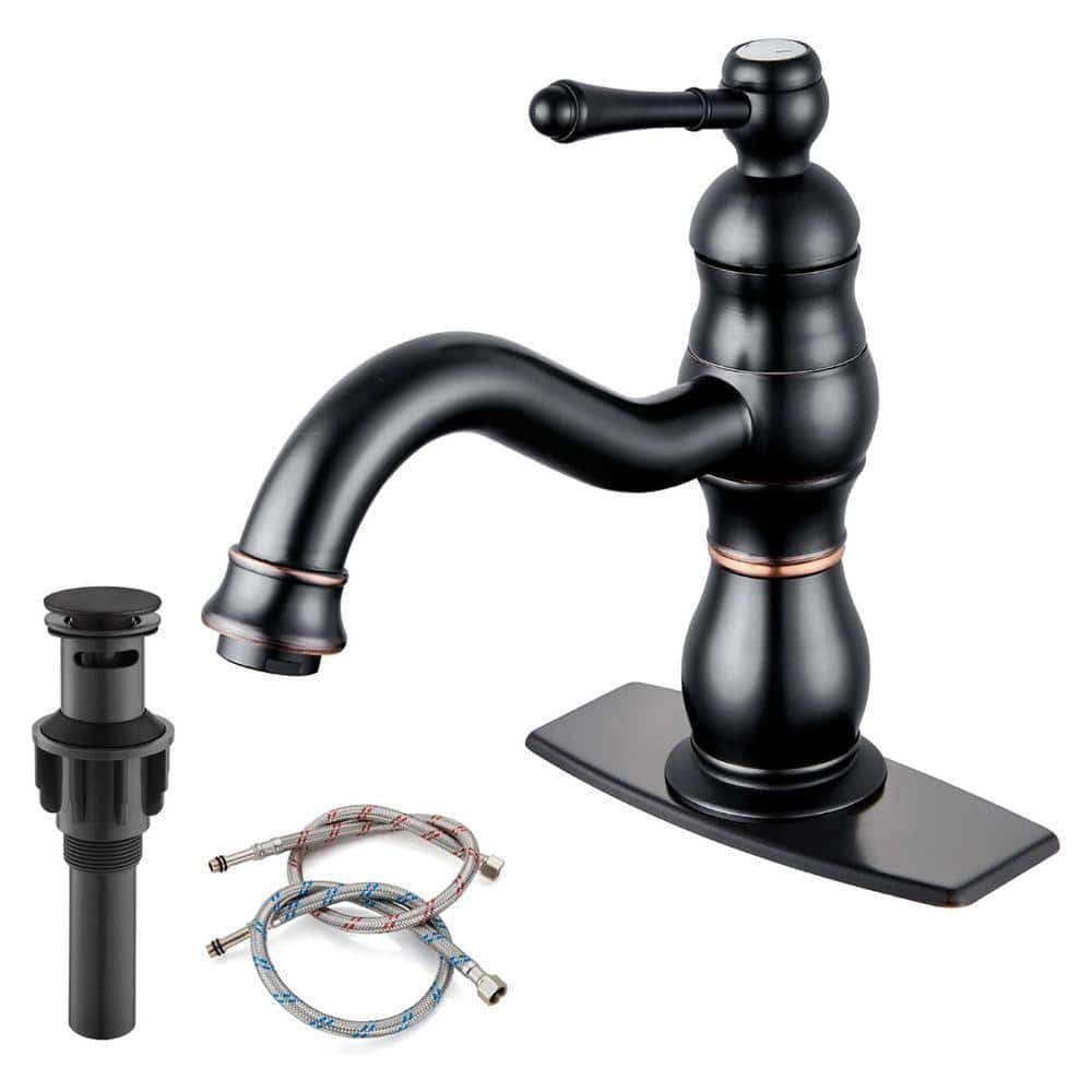 Single Handle Single Hole Bathroom Faucet with Deckplate Included and Pop Up Drain in Oil Rubbed Bronze price history on PriceWatchPro