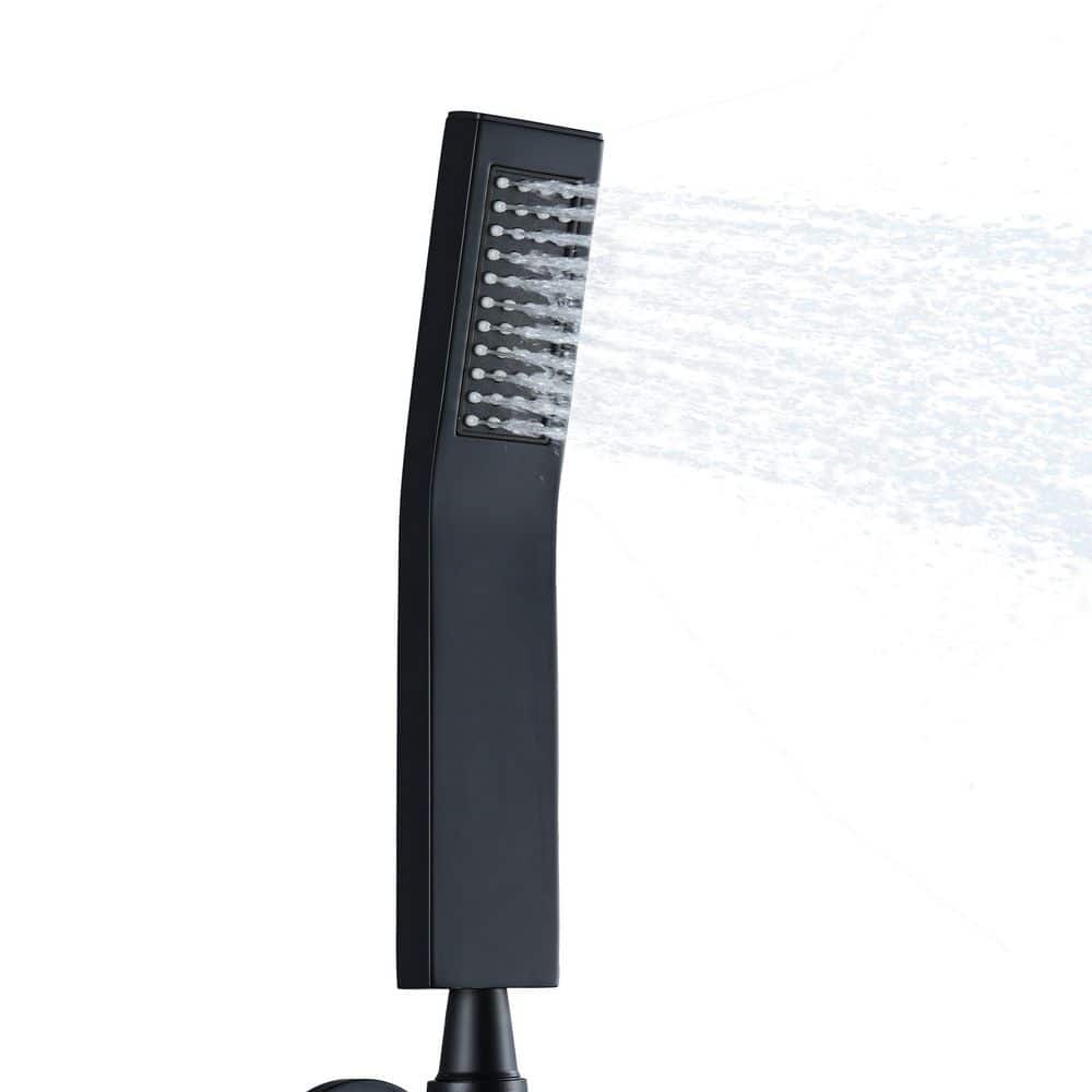 1-Spray Wall Mount Stainless Steel Rain Handheld Shower Head 2.5 GPM with Easy to Clean Nozzles in Matte Black price history on PriceWatchPro